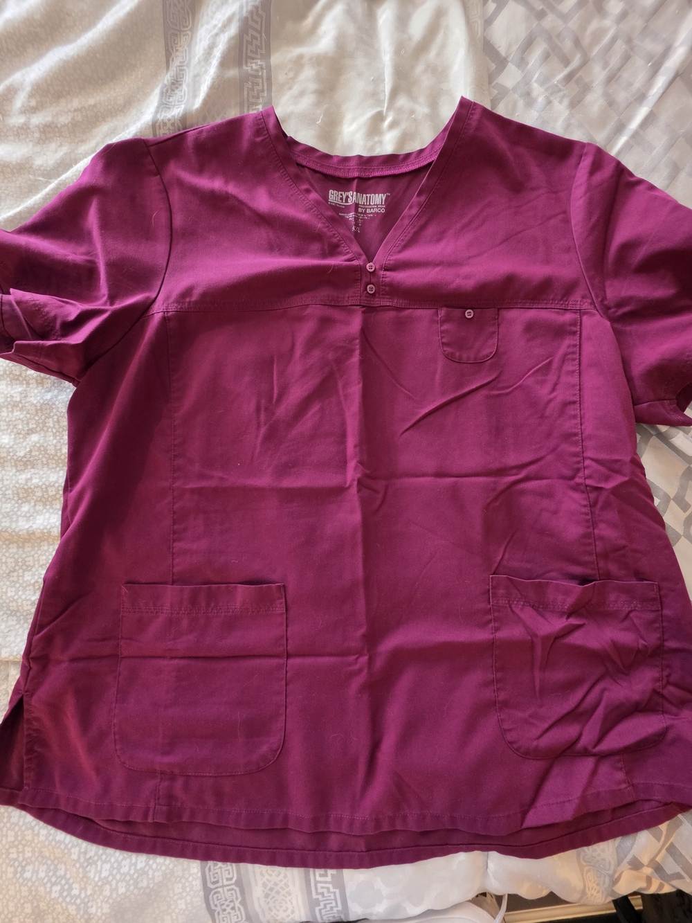 Grey's Anatomy Women's V-Neck Scrub Top - Berry Plum